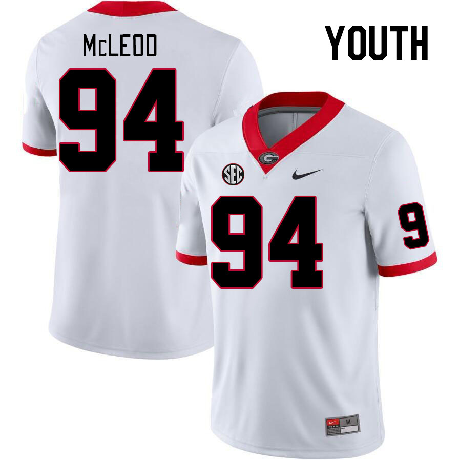 Youth #94 Xzavier McLeod Georgia Bulldogs College Football Jerseys Stitched-White